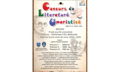 Start înscrieri la ediția a X-a a Concursului Național de Literatură Umoristică de la Brăila