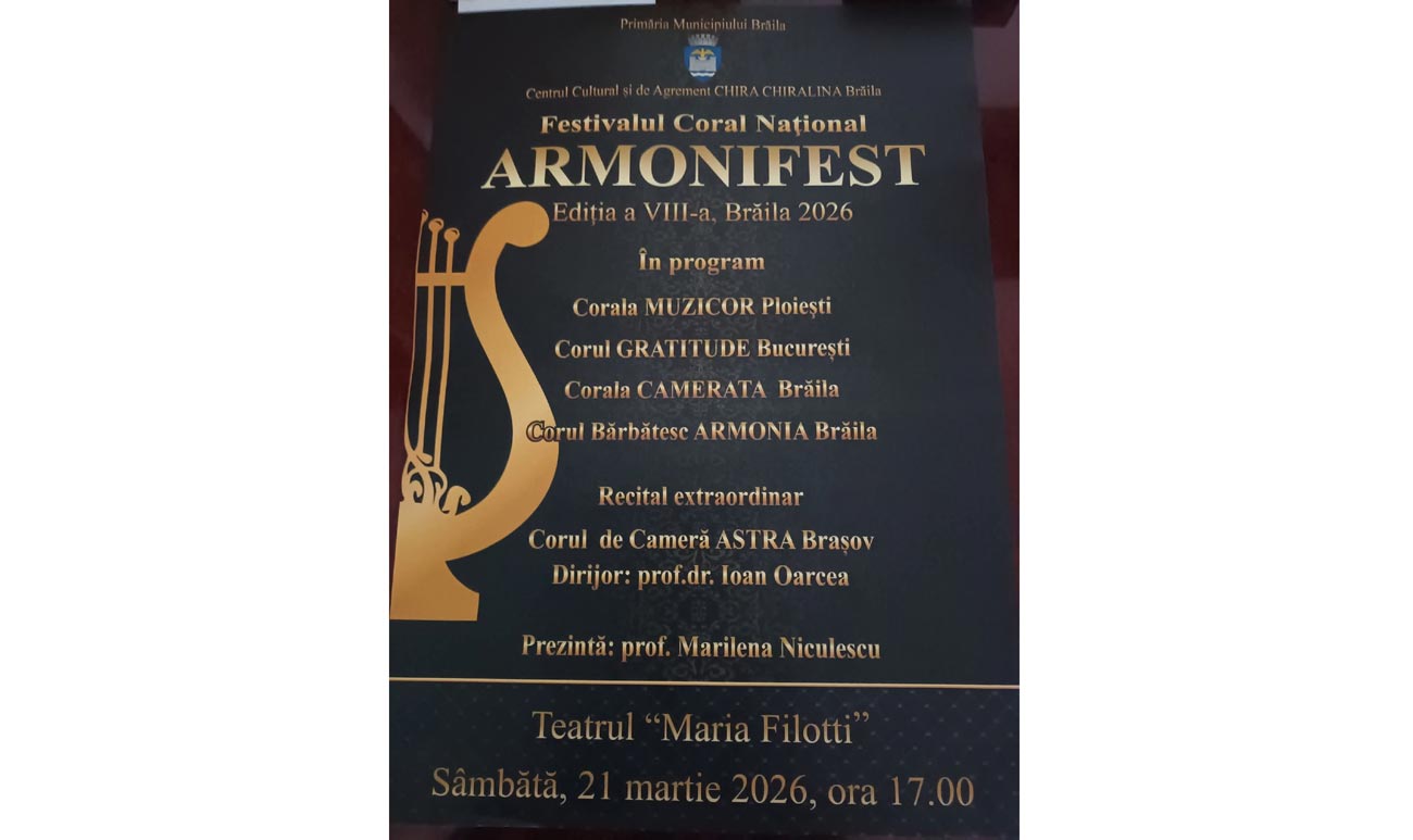 Vocile care unesc: Festivalul „Armonifest” la Teatrul „Maria Filotti” Brăila