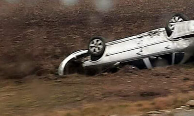 Un șofer din Galați s-a răsturnat cu mașina la județul Brăila. Doi copii se aflau în interior