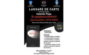• vineri, 17 aprilie, de la ora 13:00, Sala „Regele Ferdinand I și Regina Maria” a muzeului brăilean va găzdui lansarea cărții „În așteptarea izbăvirii (Jurnal politic: 1976-1989)”, autor Valentin Popa • moderator al lansării de carte: dr. Zamfir Bălan, cercetător la Muzeul Brăilei „Carol I”