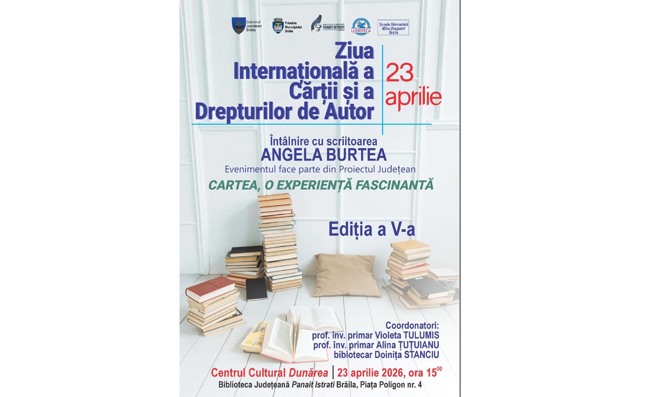 Ziua Internațională a Cărții. Întâlnire cu scriitoarea Angela Burtea