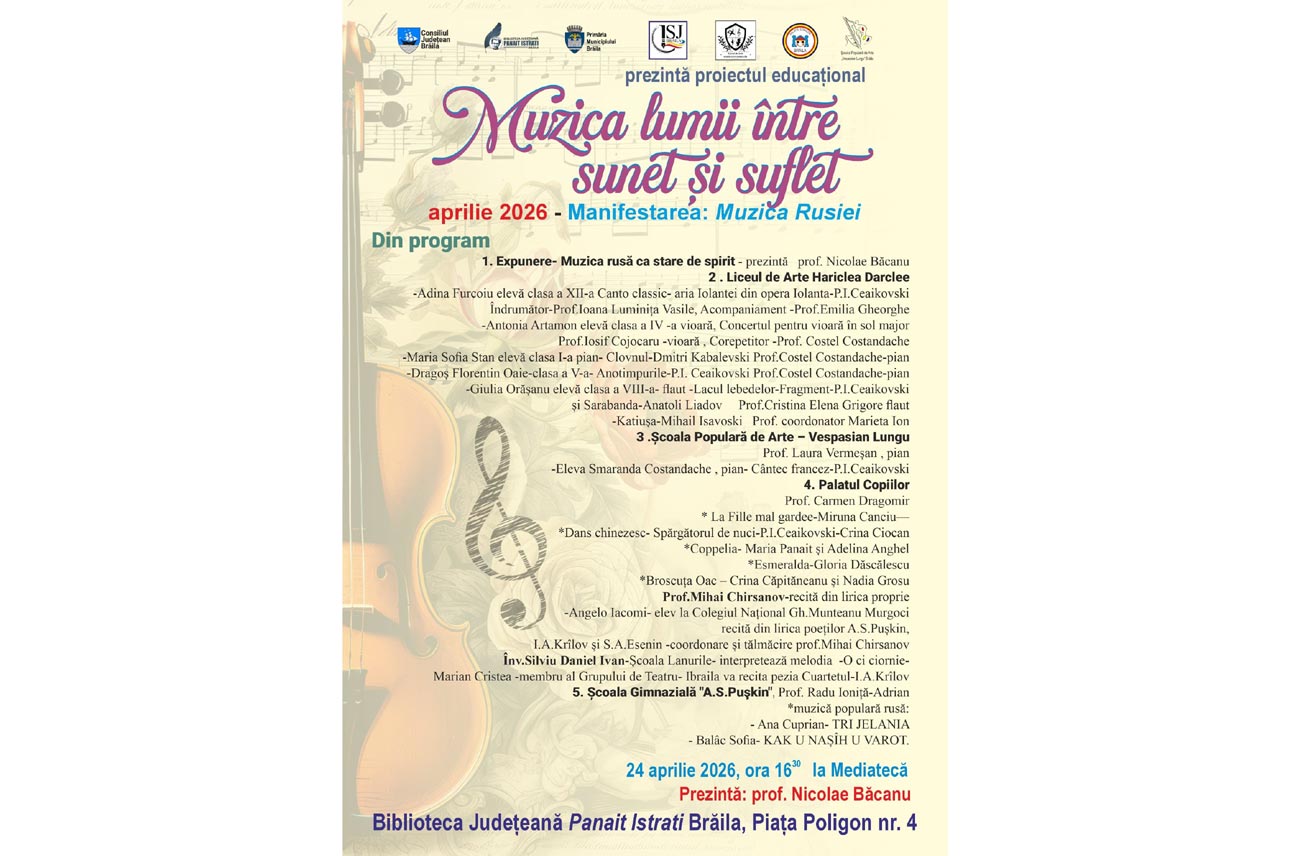 „Muzica Rusiei” - spectacol susținut de profesori și elevi la Bibliotecă