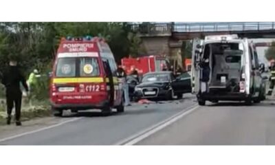 Accident cu trei mașini la intrare în Lacu Sărat. O tânără a ajuns la spital