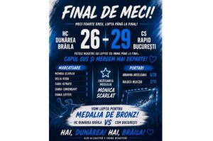 Junioarele de la HC Dunărea Brăila au pierdut meciul cu Rapid București și vor juca pentru medalia de bronz cu CSM București