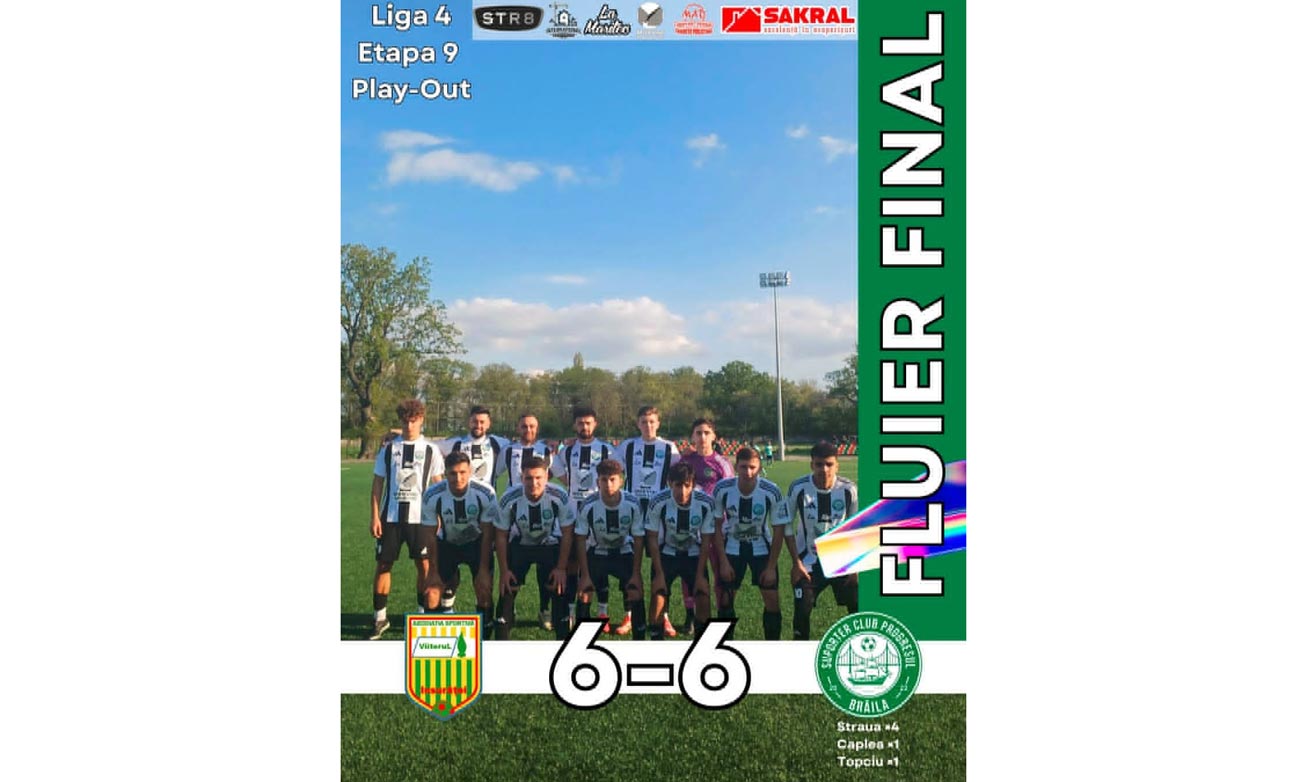Liga a IV-a play-out. Remiză echitabilă, 6-6, după un meci spectaculos la Însurăței