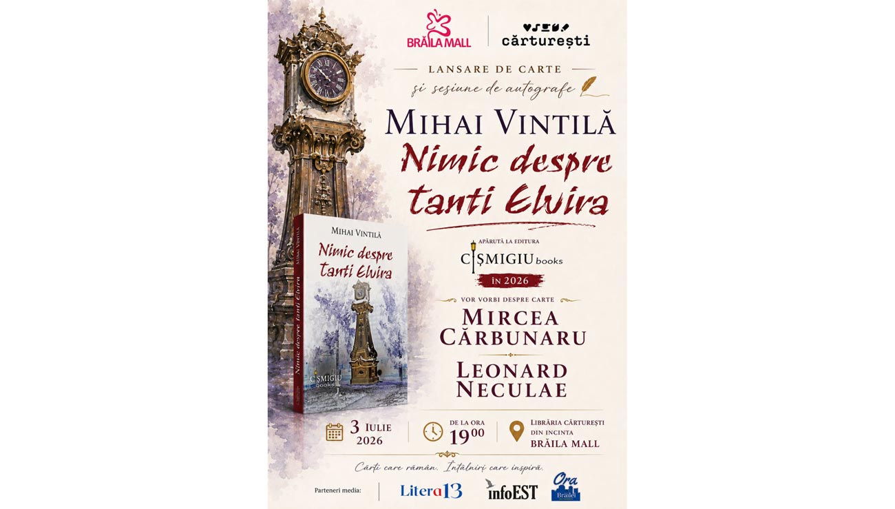 „Nimic nou despre Tanti Elvira”. Lansare de carte la Cărturești - Brăila Mall