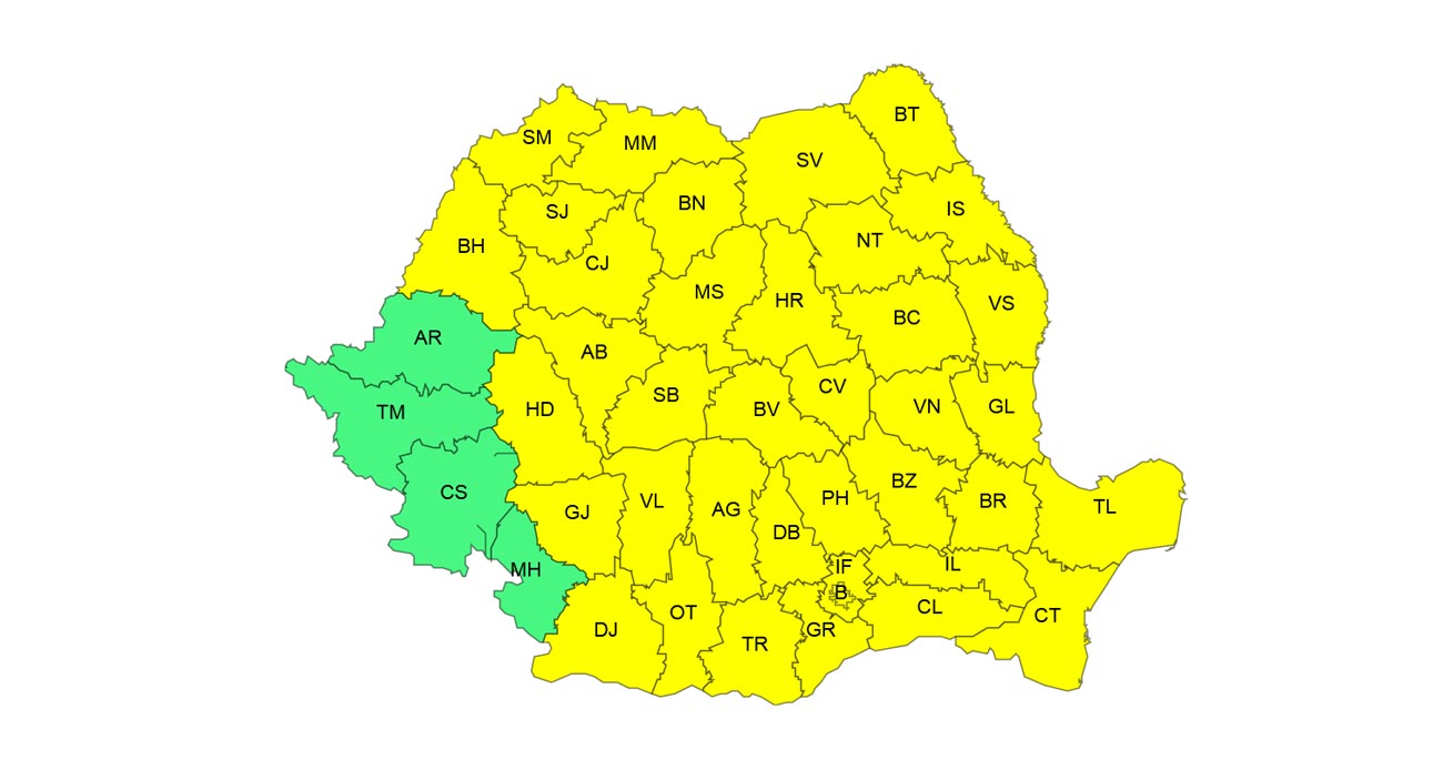 BRĂILA: Cod galben de vijelii și averse însemnate cantitativ