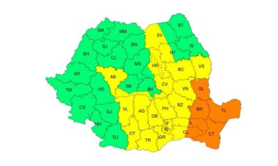 ANM anunță vreme severă: Brăila intră sub Cod Portocaliu de ploi torențiale și vijelii