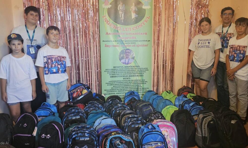 „Îngerii lui Costel” au distribuit peste 100 de ghiozdane cu rechizite