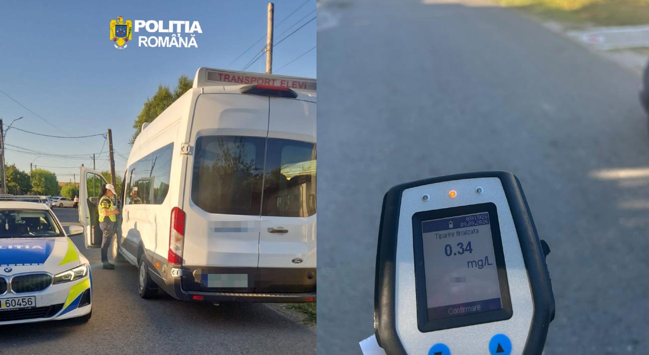 Elevi în pericol! Șoferul unui microbuz școlar a fost depistat sub influența alcoolului