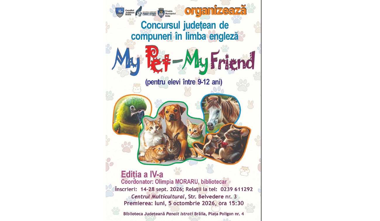 Înscrieri la concursul județean de compuneri în limba engleză „My Pet, My Friend”