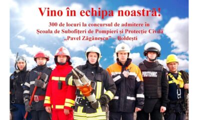 300 de locuri disponibile la Școala de Pompieri Boldești. Înscrierile pentru sesiunea septembrie –decembrie 2026 au început
