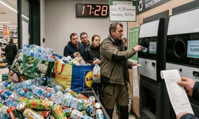 A strâns peste 11.000 de sticle și doze și a stat 10 ore la automat. Câți bani a primit