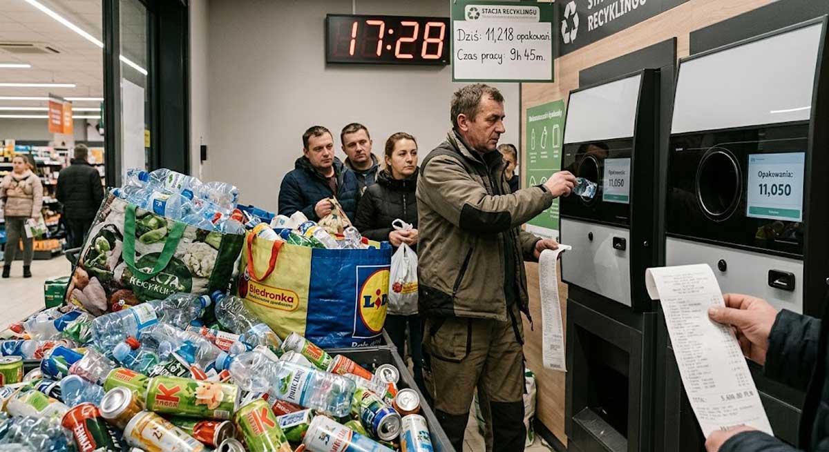 A strâns peste 11.000 de sticle și doze și a stat 10 ore la automat. Câți bani a primit