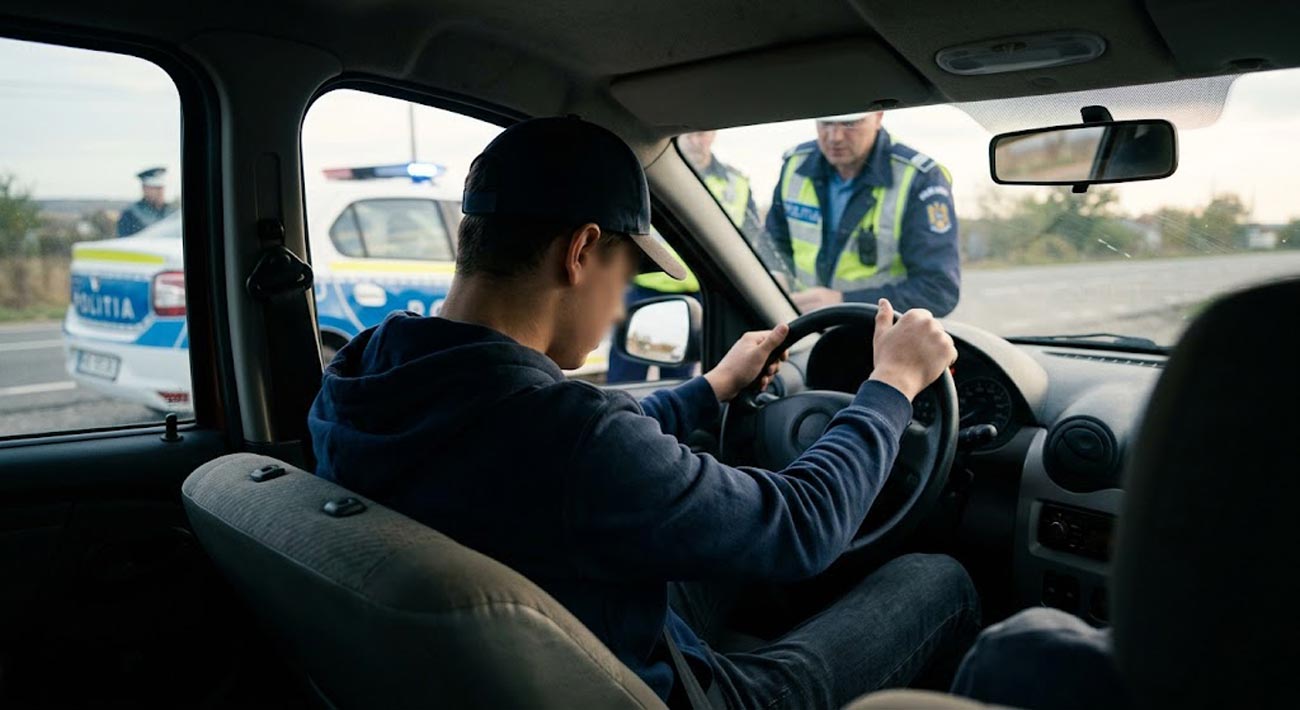 Minor fără permis, la volanul mașinii sustrase de la părinți